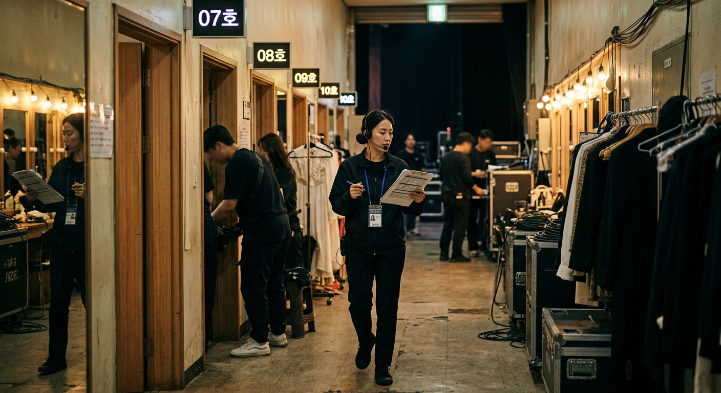 소속사 직계약 가수 섭외를 준비하는 공연 백스테이지