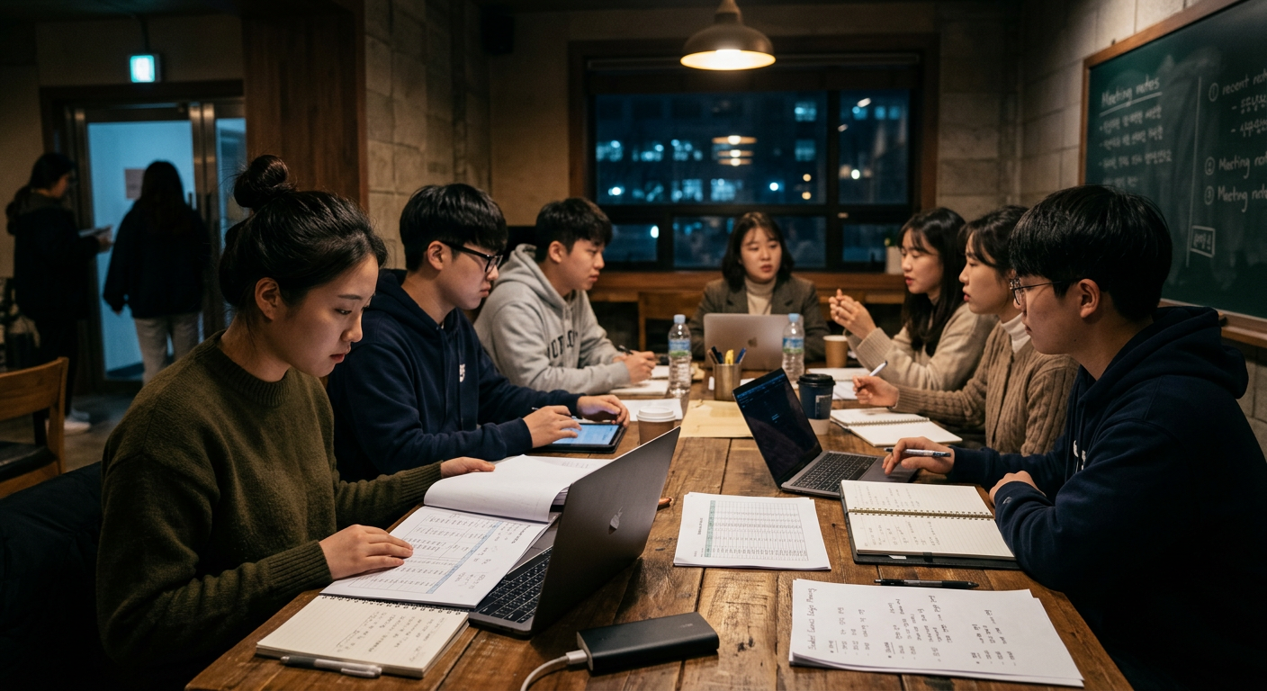 총학생회가 대학축제 가수 섭외 예산을 검토하는 회의