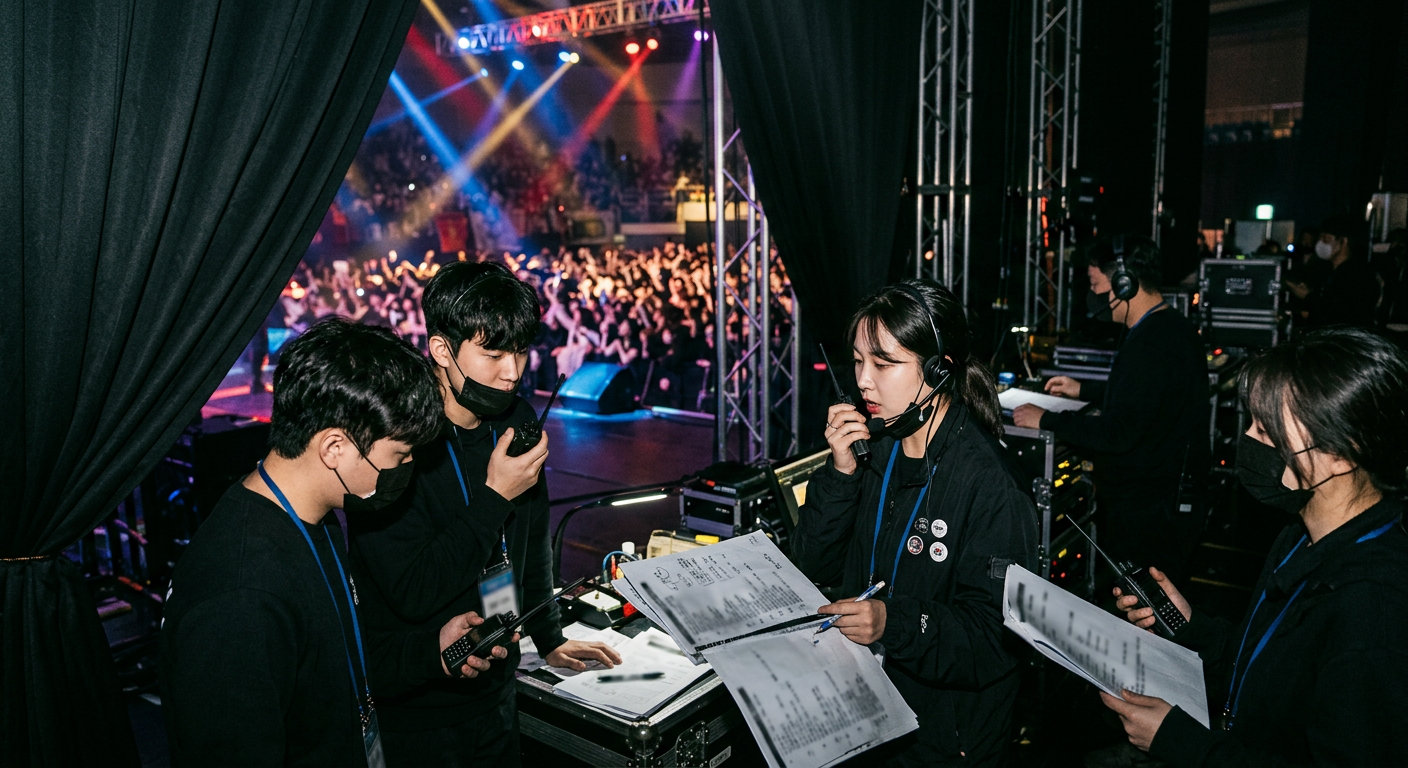 대학축제 무대 전환과 큐시트를 관리하는 백스테이지