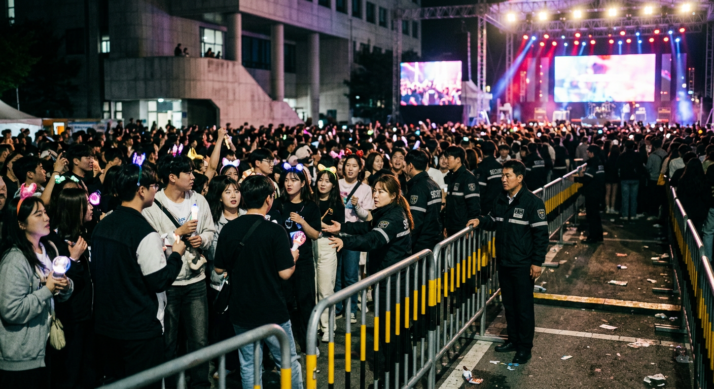 대학축제 안전 안내와 관객 통제가 필요한 야외무대