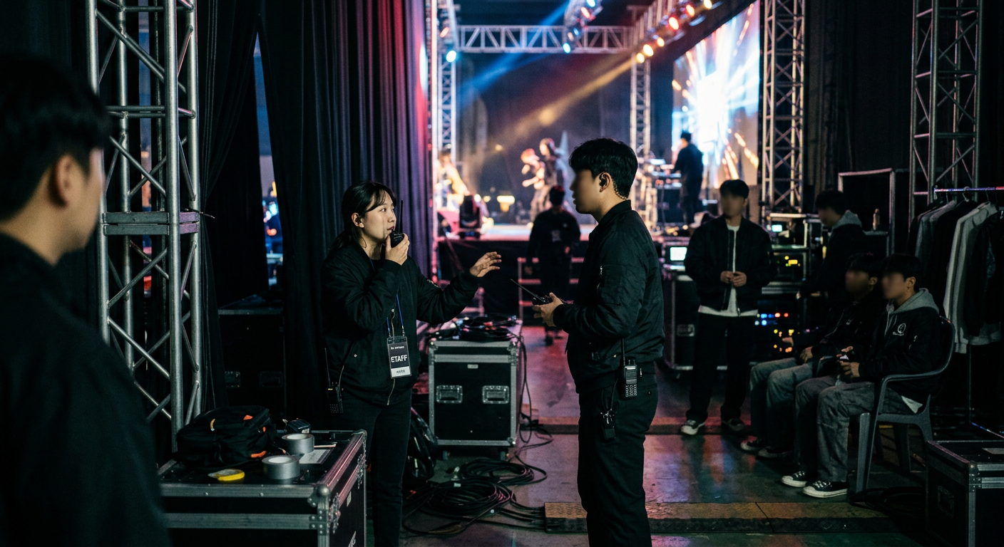 대학교 봄축제 현장 운영과 아티스트 동선을 조율하는 backstage