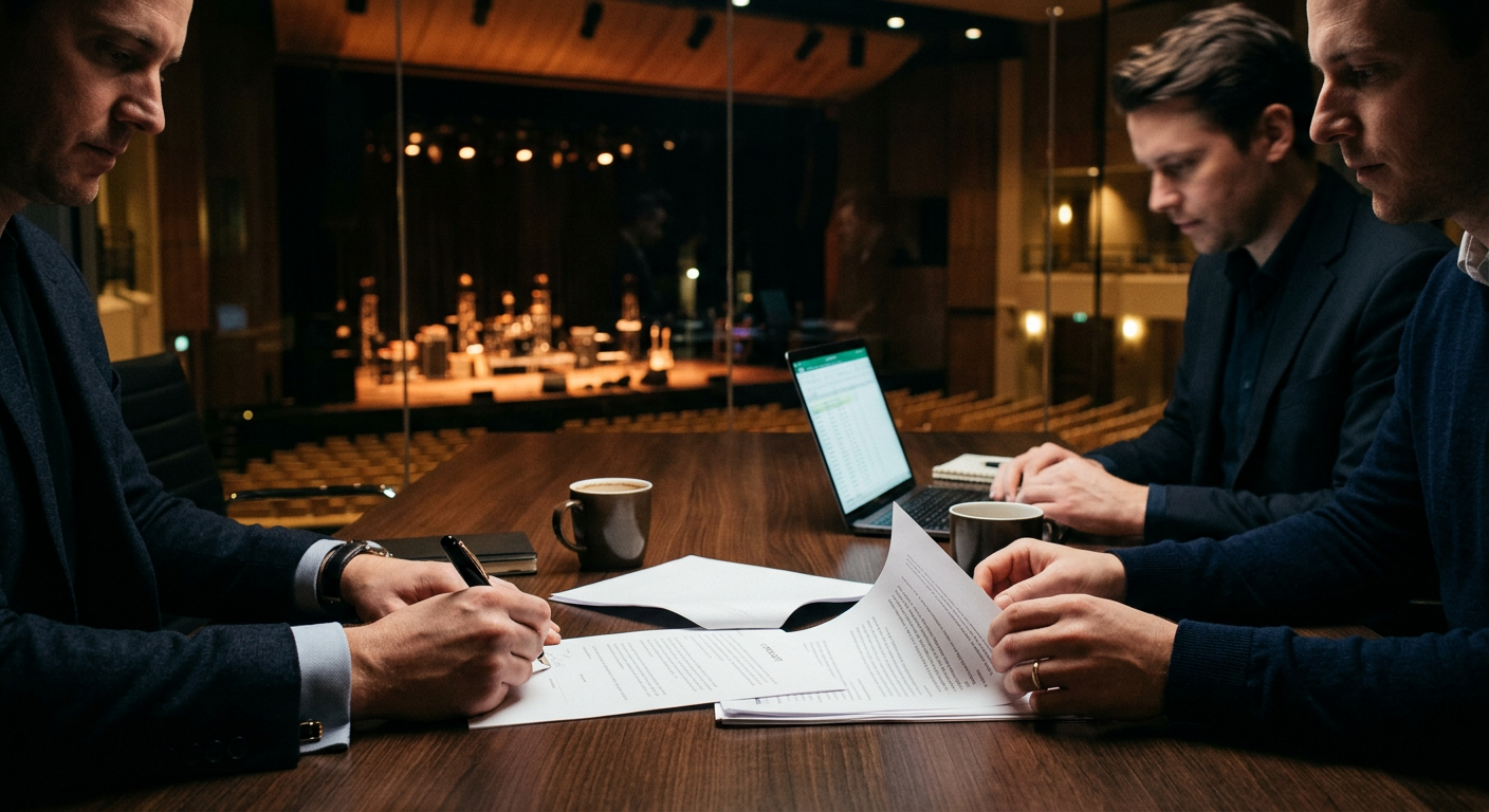 기업 워크샵 공연 섭외 계약 조건을 논의하는 미팅