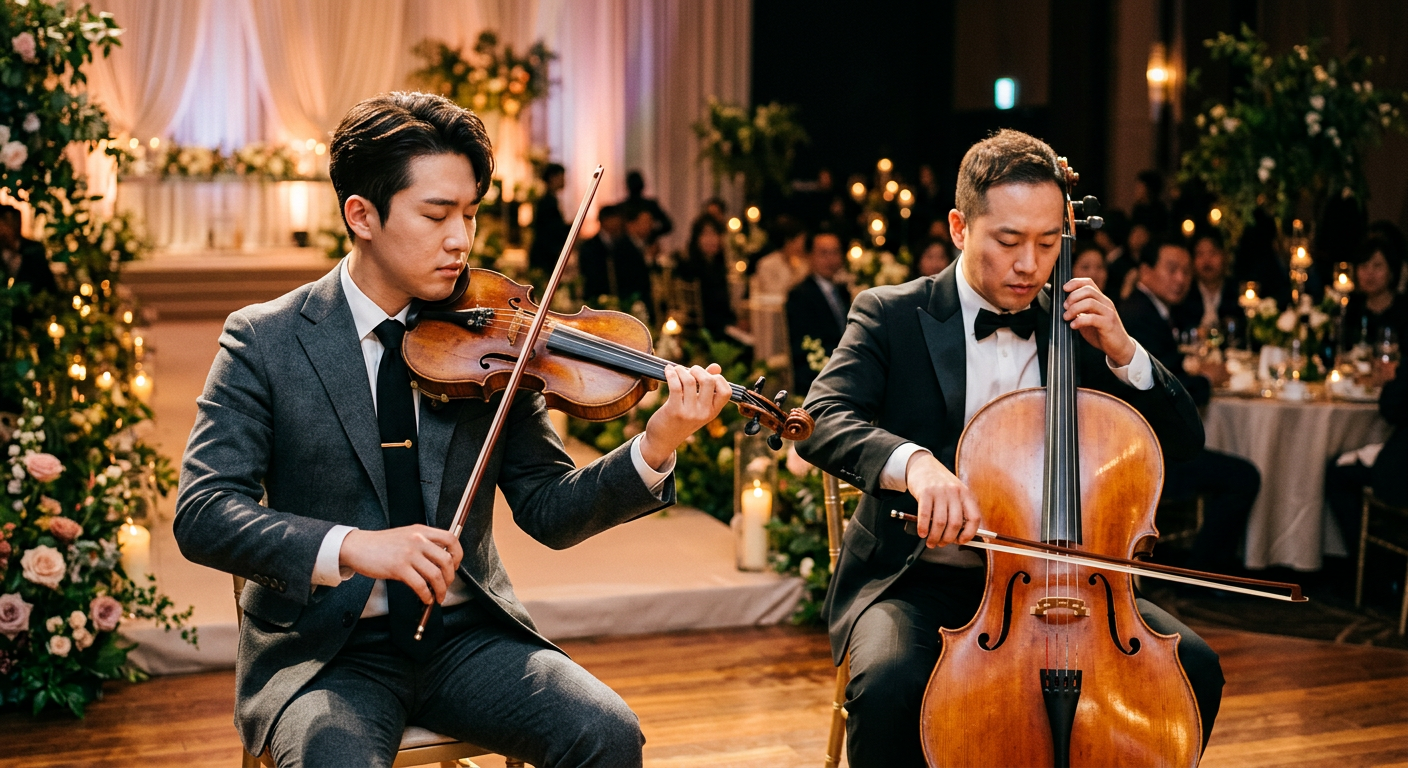결혼식 현악 연주자 섭외 가격에 영향을 주는 라이브 연주 장면